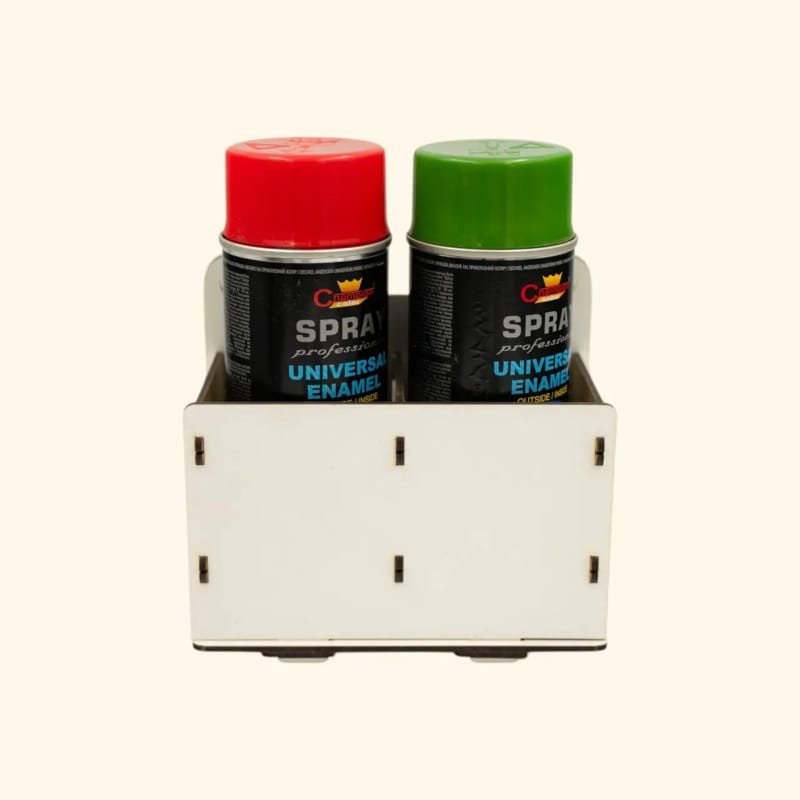 Laser Cut Aerosol Spray Can Holder, Storage Rack 2 Compartments