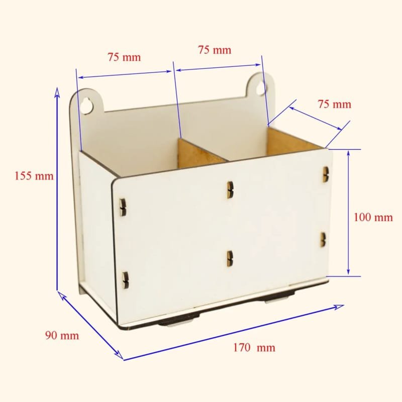 Laser Cut Aerosol Spray Can Holder, Storage Rack 2 Compartments