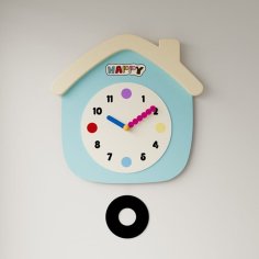 Laser Cut Cartoon Wall Clock Montessori Toys