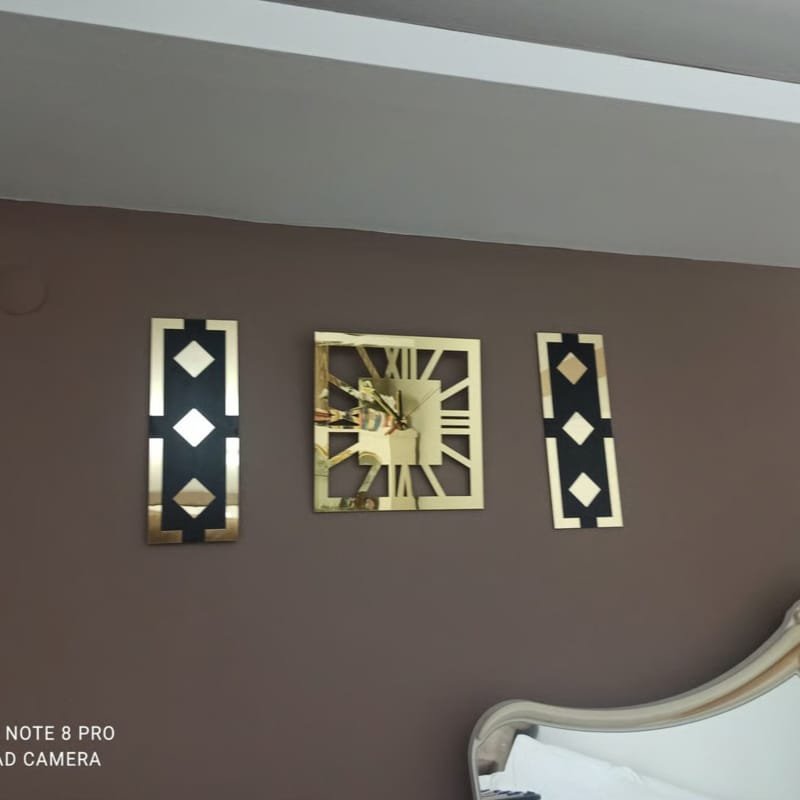 Laser Cut Acrylic Mirror 3-Piece Modern Wall Clock