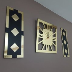 Laser Cut Acrylic Mirror 3-Piece Modern Wall Clock