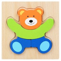 Laser Cut Teddy Bear Wooden 3D Puzzle Board, Toddlers Educational Toys