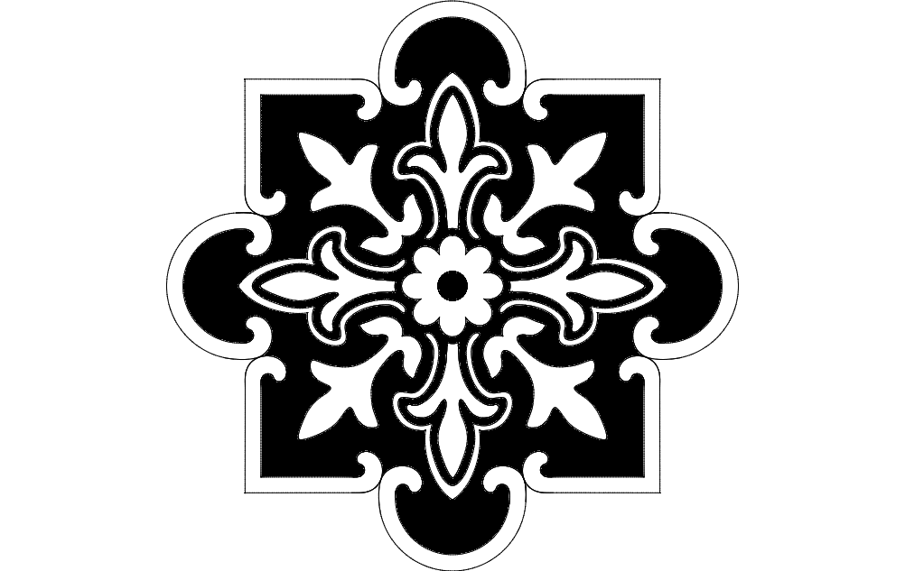 Floral Pattern Decorative dxf File Free Download - 3axis.co