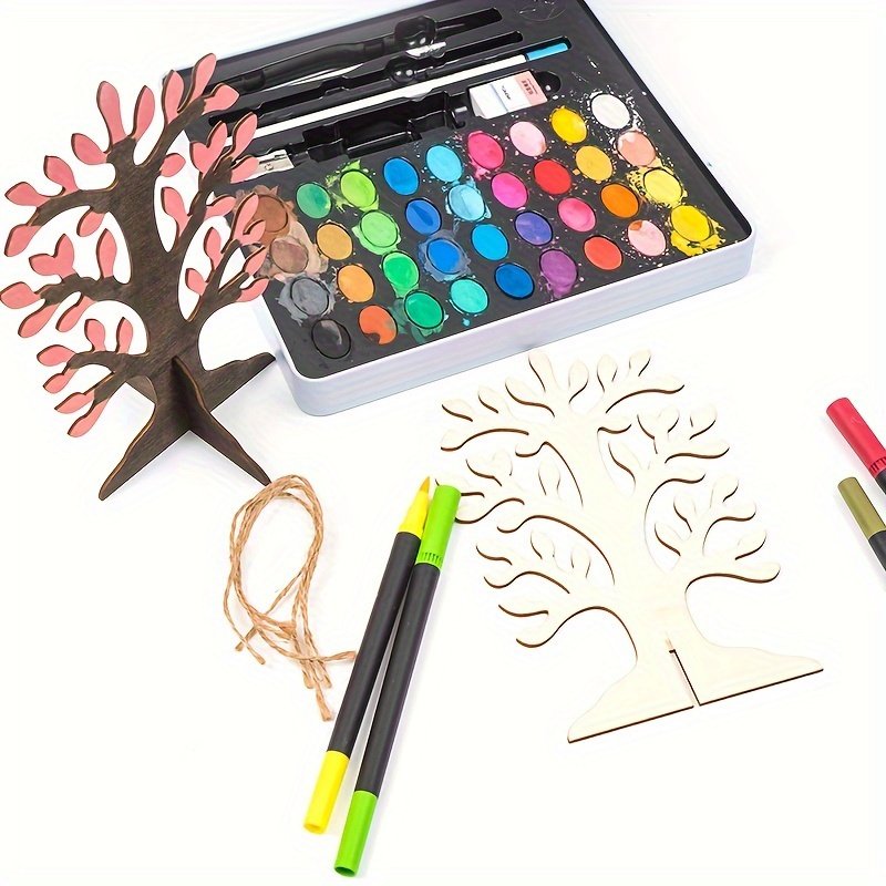 Laser Cut Wooden Tree DIY Painting Crafts For Kids