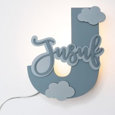 Laser Cut Personalized Wooden Letter Name Sign, Nursery Decor Night Light