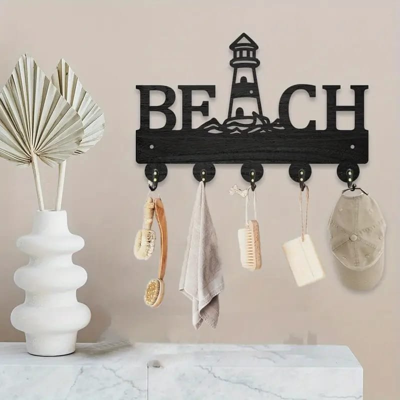 Laser Cut Beach Theme Wooden Wall Key Hooks Lighthouse Key Hanger
