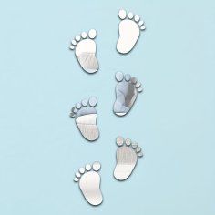 Laser Cut Youngsters Footprint Acrylic Mirror Wall Stickers 3D Decorative Decals