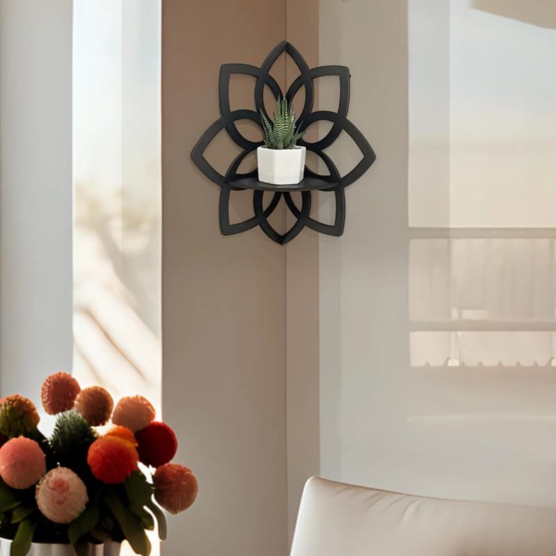 Laser Cut Flower Shape Corner Shel