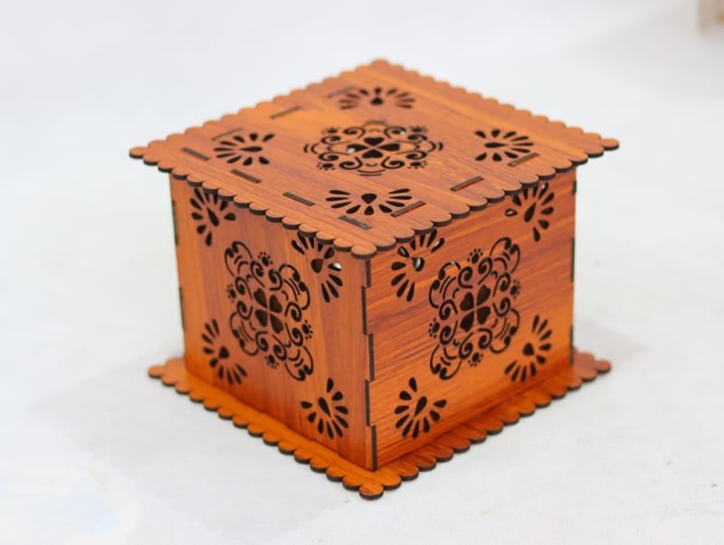 Laser Cut Intricate Wood Box With Lid