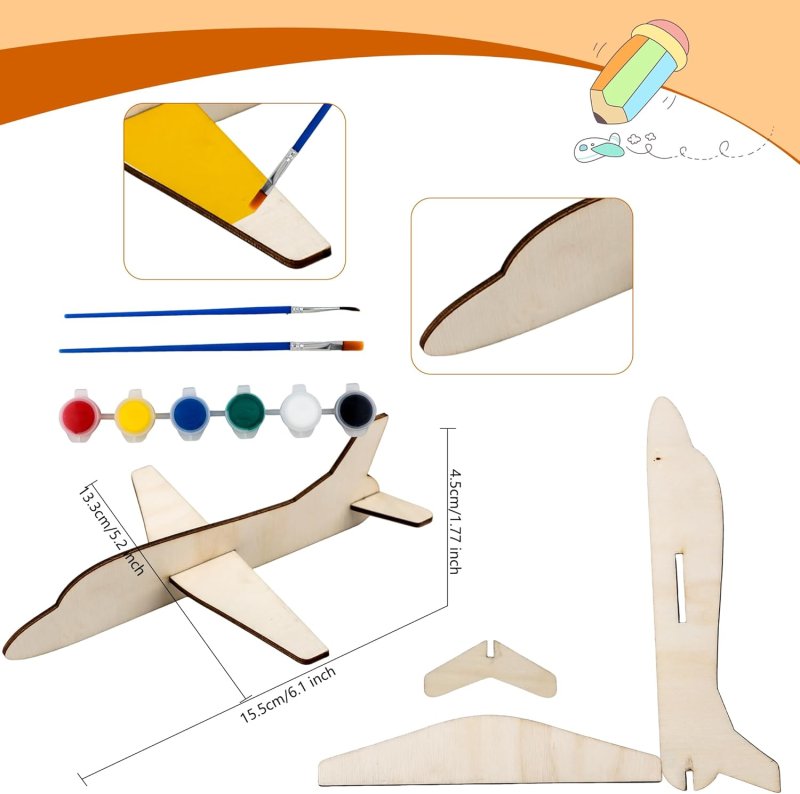 Laser Cut Wooden Airplane Toys DIY Paint Aircraft Wood Planes Handicraft Wood Airplane For Kids School Art Craft Projects