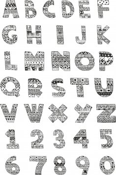 Paquete de alfabeto adornado dibujado a mano