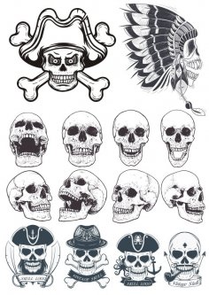 Dotwork Skulls Vector Art Free Vector