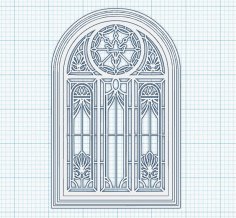 ROYAL STAINED GLASS WINDOW 1/12th DOLLHOUSE SCALE 3D Printer Model