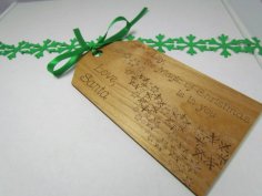 Laser Cut Engraved Santa Gift Tag