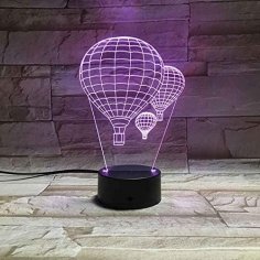 Laser Cut Hot Air Balloon 3D Illusion Lamp Free Vector
