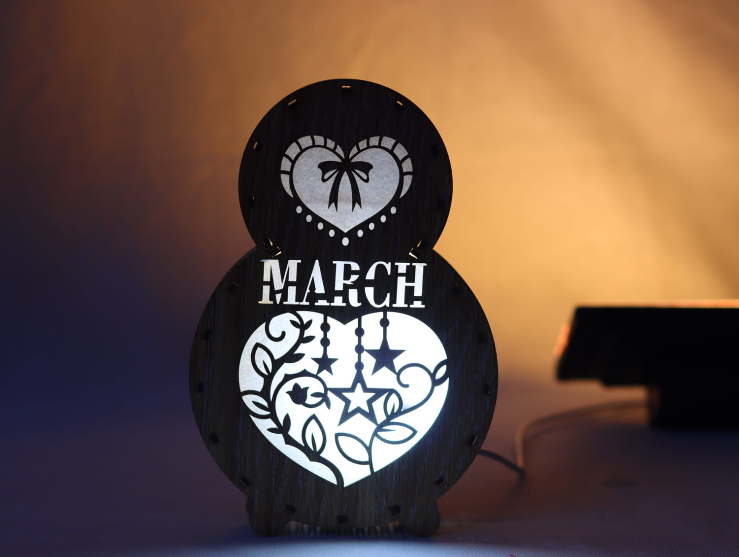 Laser Cut 8 March Lamp Women’s Day Decor Free Vector