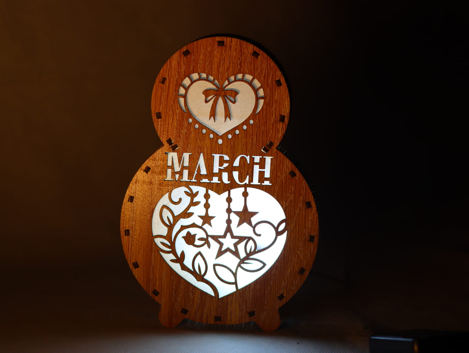 Laser Cut 8 March Lamp Women’s Day Decor Free Vector