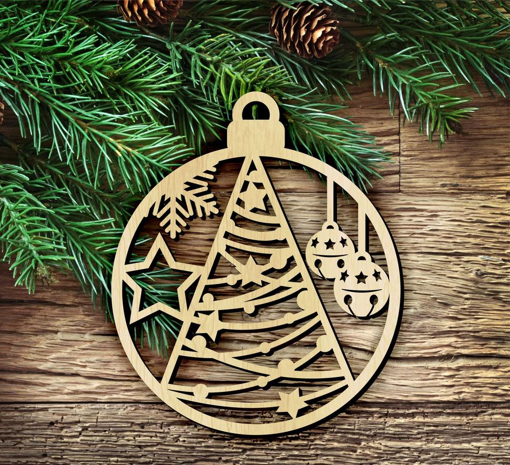 Download Laser Cut Wooden Christmas Hanging Decoration Free Vector ...