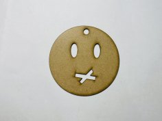 Laser Cut Wooden Mouth Shut Emoji Free Vector