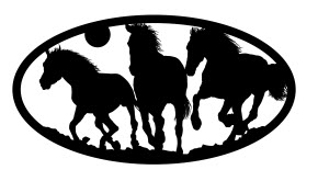 Овальный dxf-файл «Три лошади»