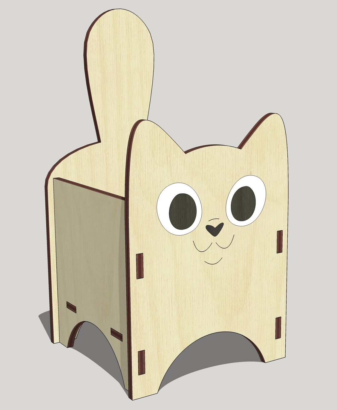 Caja de accesorios de banda para el cabello de madera con lindo gato cortado con láser de 3 mm