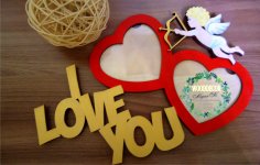 Laser Cut I Love You Photo Frames Free Vector