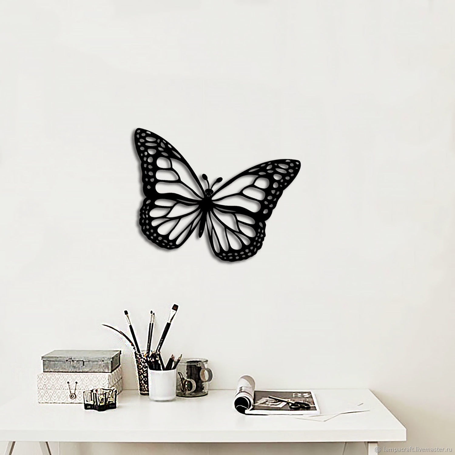 Decoración de arte de pared de mariposa cortada con láser