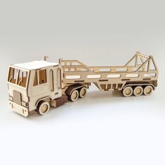Laser Cut Wooden Tractor Trailer Truck Free Vector