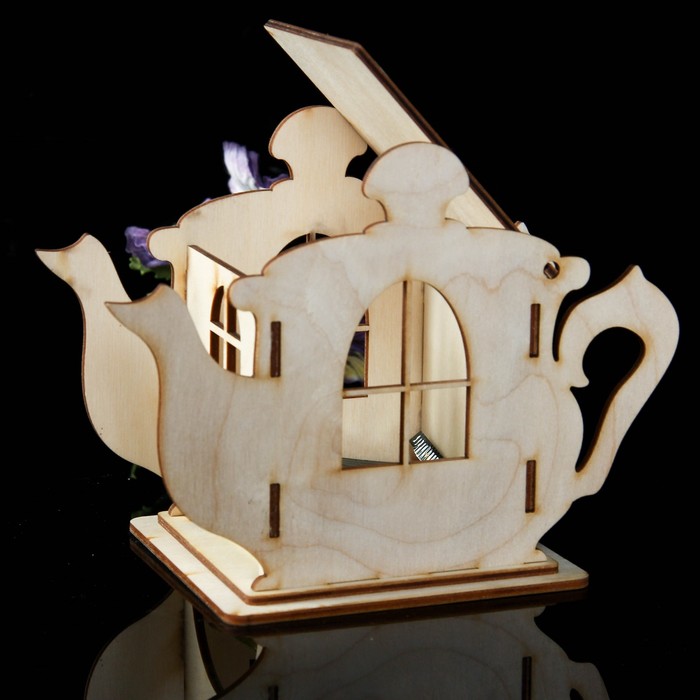 Laser Cut Wooden Teapot Shaped Tea House Tea Bag Dispenser Free Vector