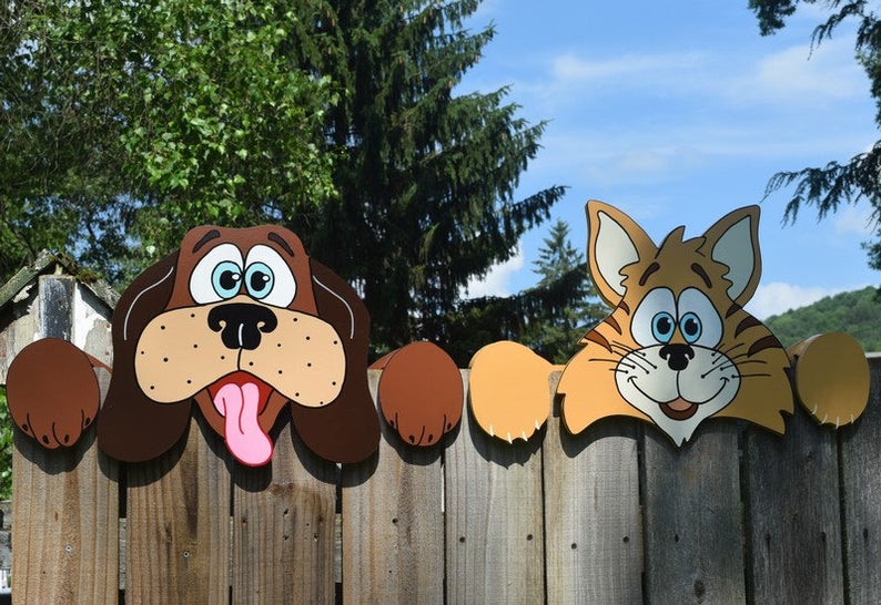 Laser Cut Dog And Cat Fence Peekers Free Vector