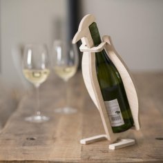 Soporte para botella de vino de pingüino cortado con láser de 10 mm