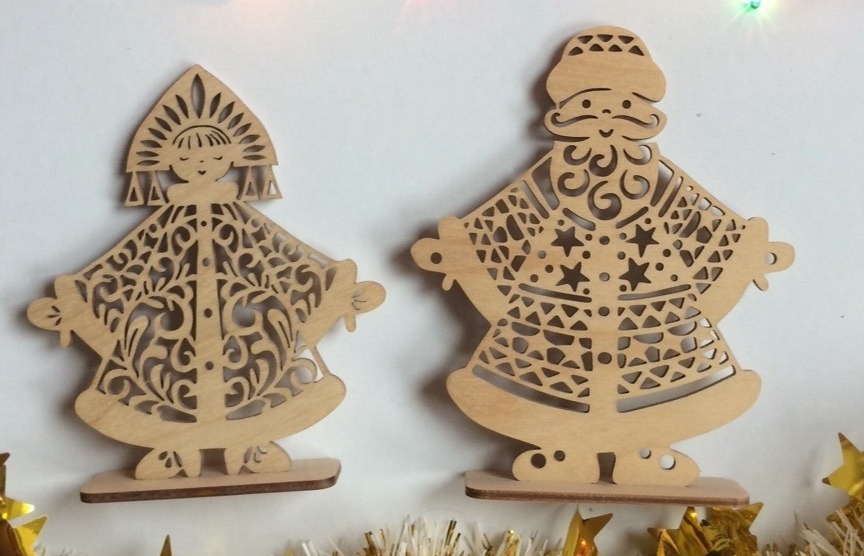 Лазерная резка Дед Мороз и Снегурочка Новогоднее украшение Русский Санта Дед Мороз