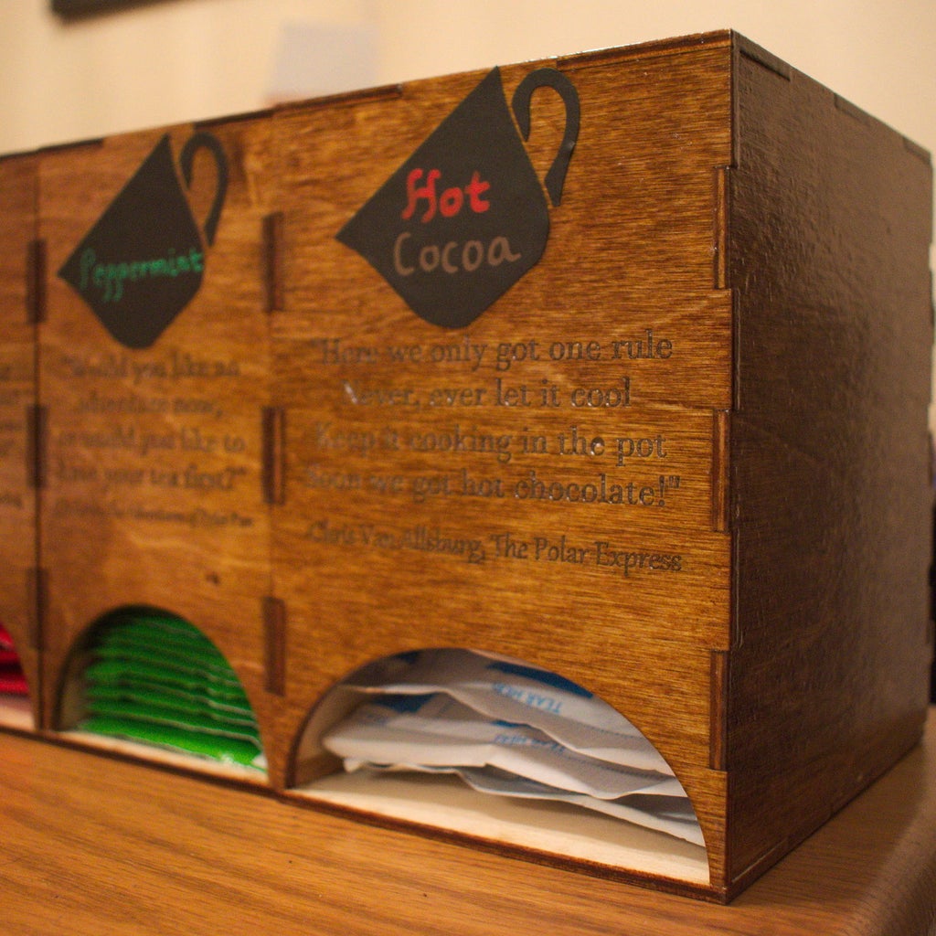 Laser Cut Personalized Tea House Tea Bag Holders DXF File