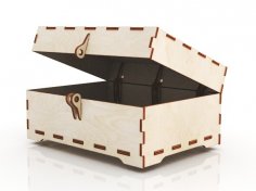 Caja de joyería de madera cortada con láser con tapa y cerradura