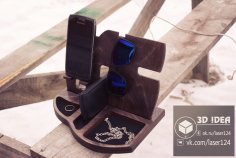 Laser Cut Phone Charging Station with Desk Organize Free Vector
