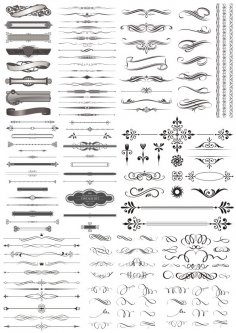 Elementi decorativi di design calligrafico