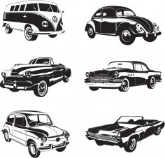 Retro Cars Vector Pack Free Vector