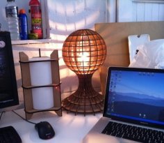 Laser Cut Wooden Sphere Lamp Free Vector