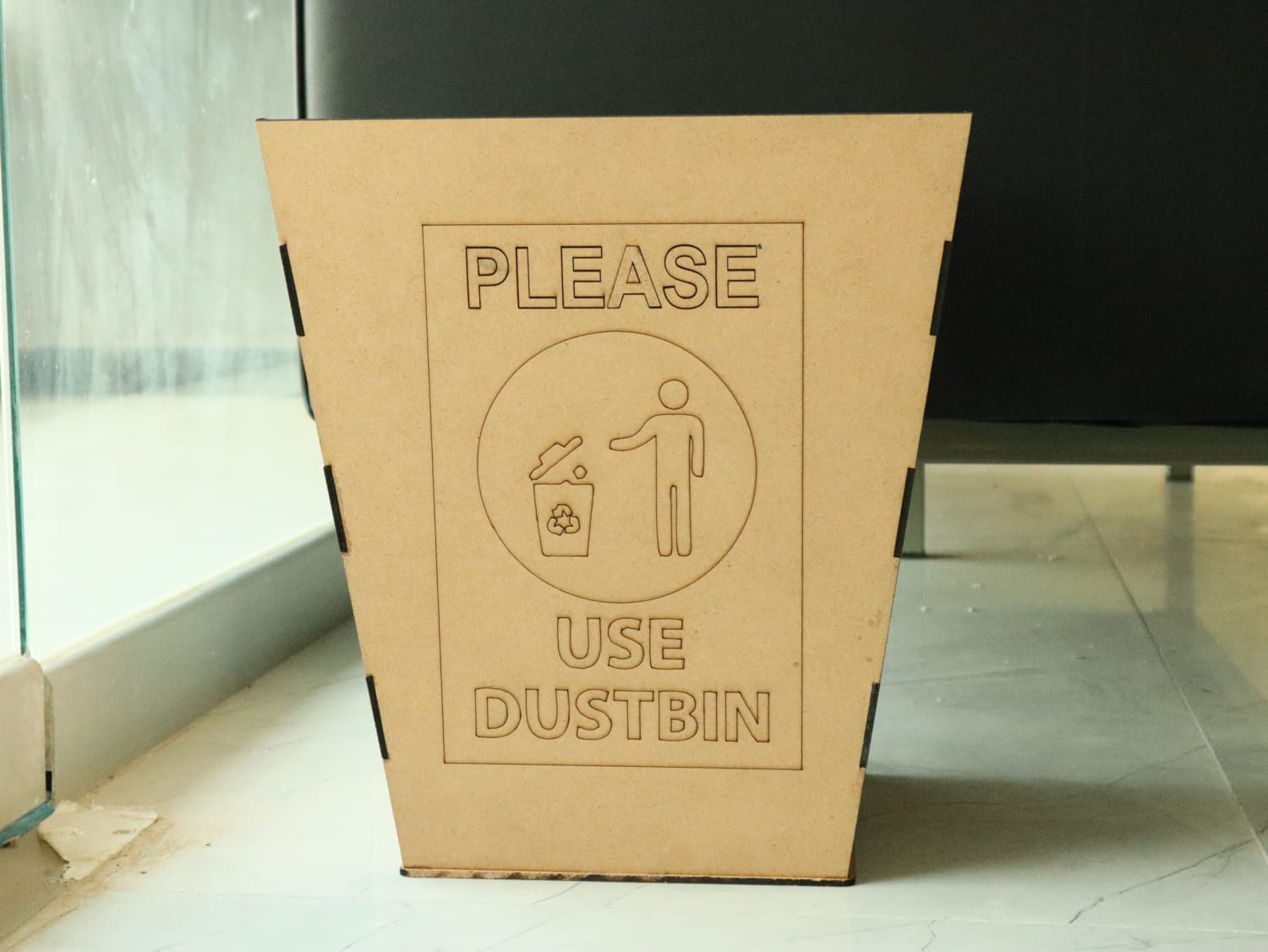 Laser Cut Wooden Dustbin Free Vector