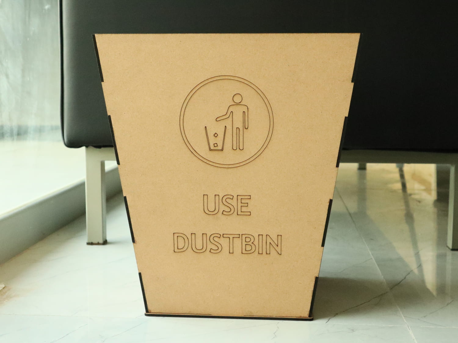 Laser Cut Wooden Dustbin Free Vector