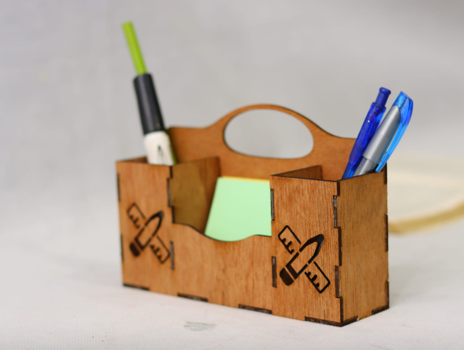 Laser Cut Wooden Office Desk Organizer Free Vector