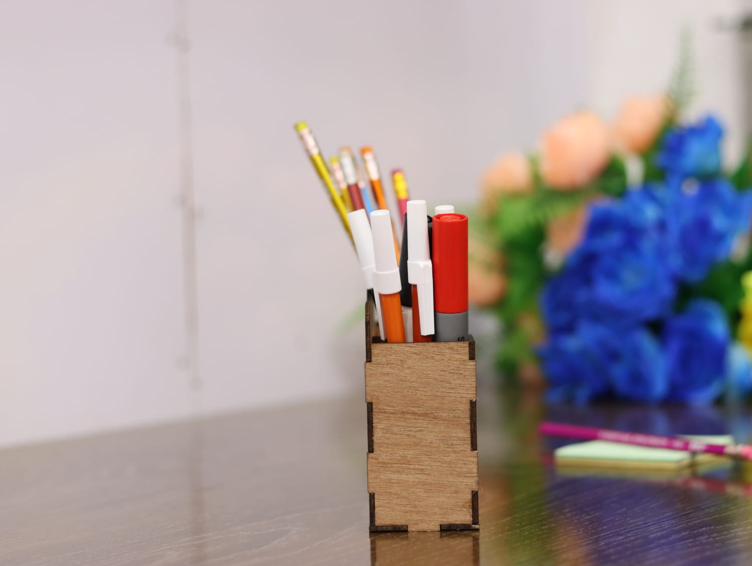 Laser Cut Wooden Office Desk Organizer Free Vector