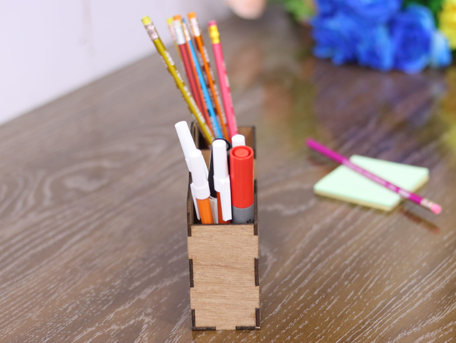 Laser Cut Wooden Office Desk Organizer Free Vector