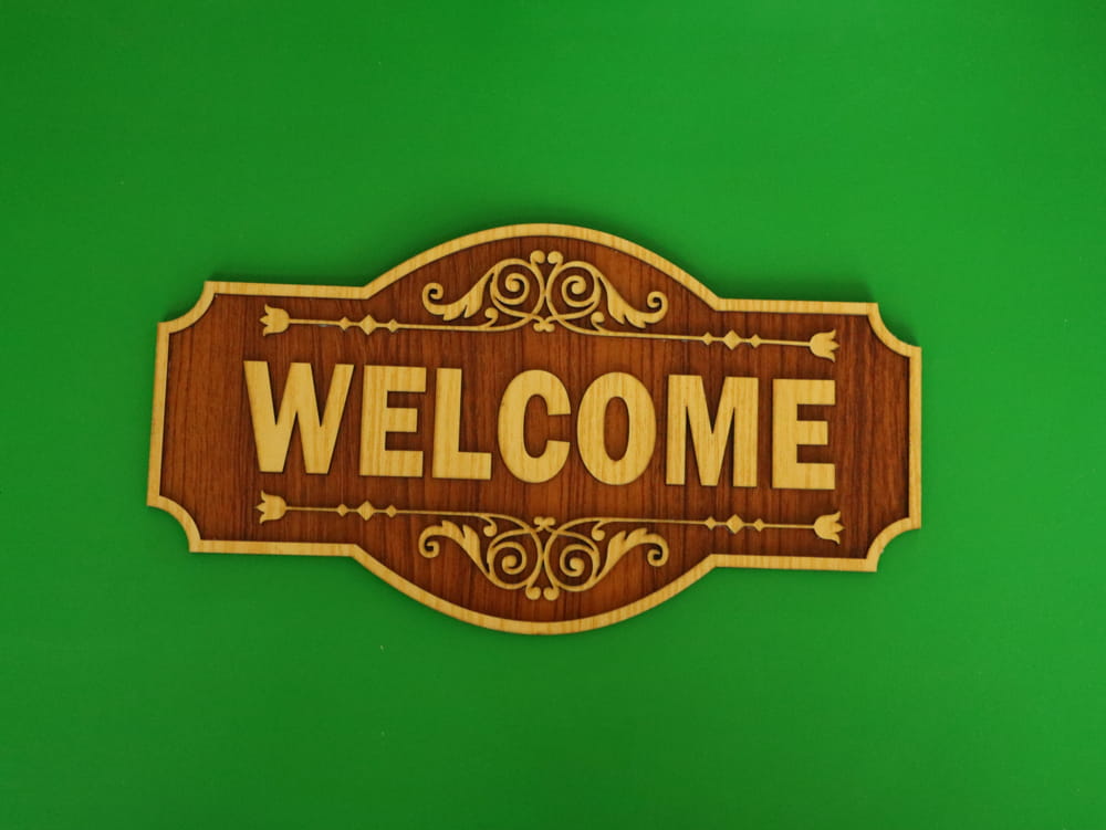 Laser Cut Wooden Welcome Sign Decorative Welcome Board Free Vector