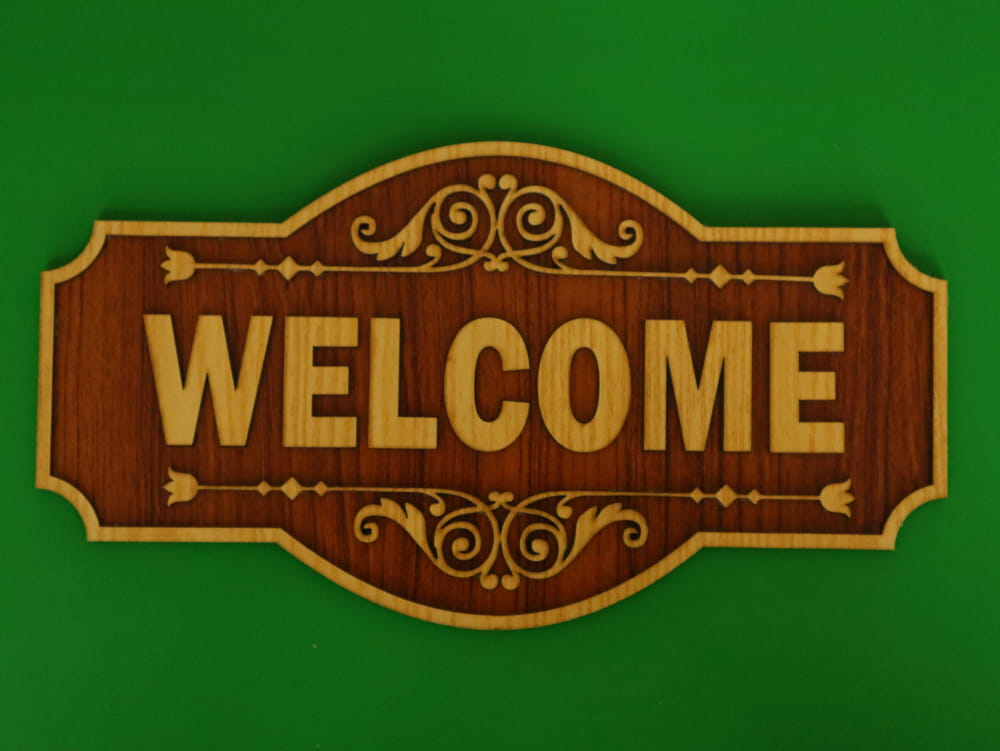 Laser Cut Wooden Welcome Sign Decorative Welcome Board Free Vector