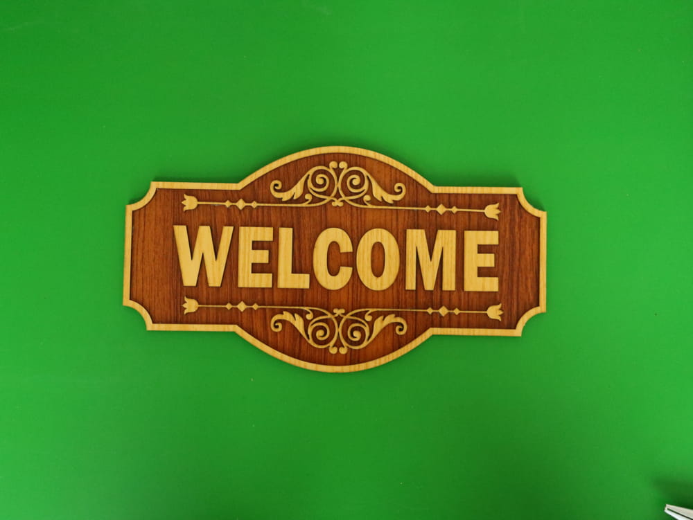 Laser Cut Wooden Welcome Sign Decorative Welcome Board Free Vector