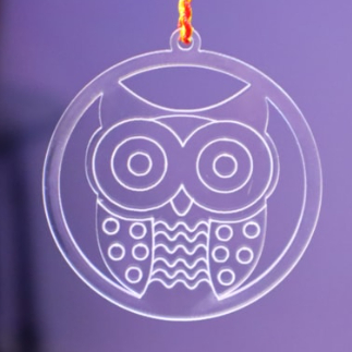 Laser Cut Owl Engraved Acrylic Pendant DXF File