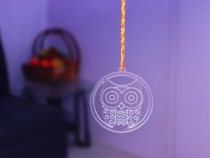Laser Cut Owl Engraved Acrylic Pendant DXF File