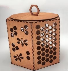 Laser Cut Wood Honey Box Free Vector