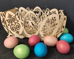 Laser Cut Wooden Easter Egg Basket Free Vector